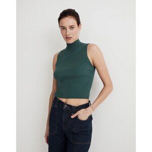 Madewell Signature Knit Spruce Green Ribbed Mock Neck Sweater Tank XXS